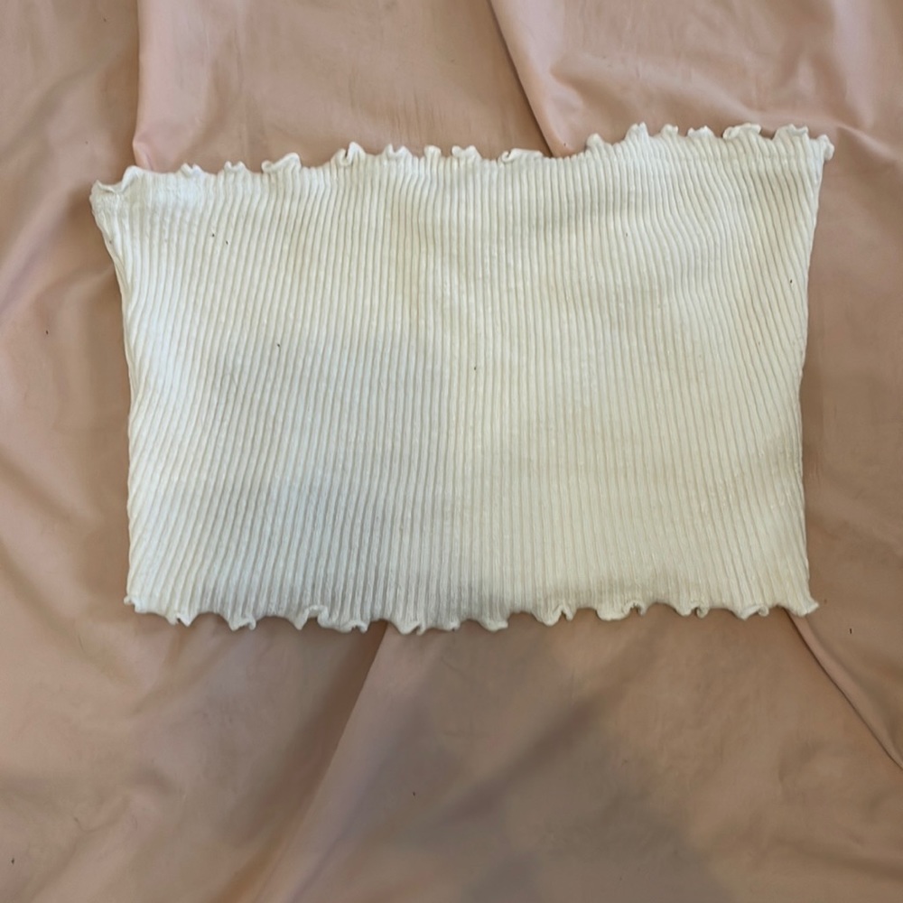 Ribbed white tube top